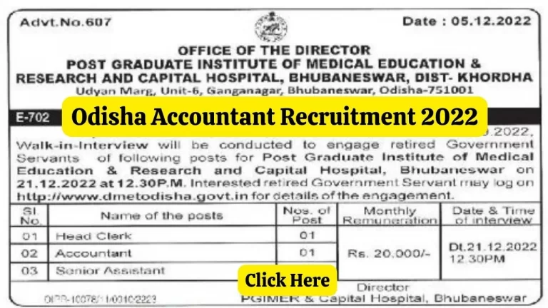 Odisha Accountant Recruitment 2022